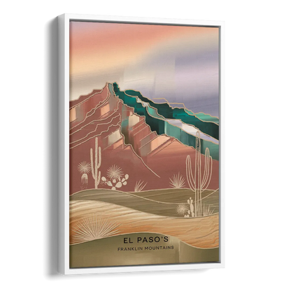 El Paso Franklin Mountains Side - White Canvas Wall Art