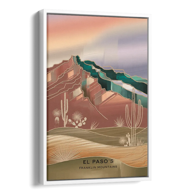 El Paso Franklin Mountains Side - White Canvas Wall Art