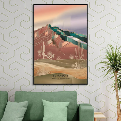 El Paso Franklin Mountains Sitting Room - Black Canvas Wall Art