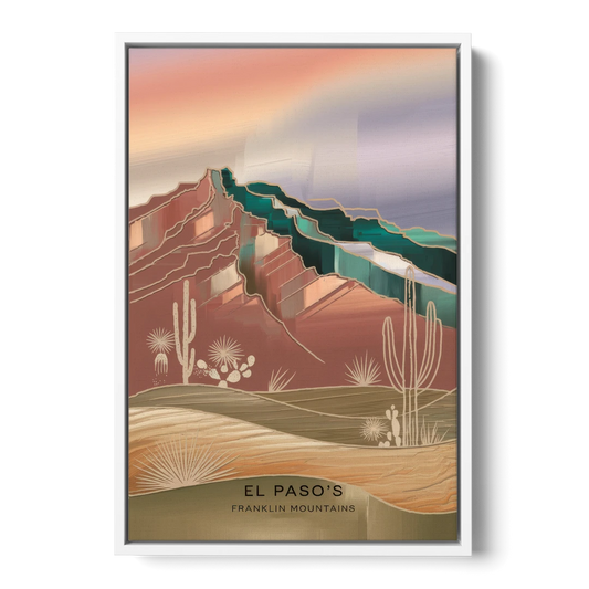 El Paso Franklin Mountains - White Framed Canvas Wall Art - Front