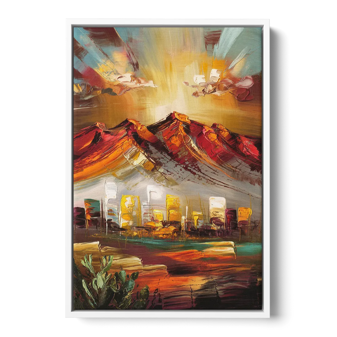 El Paso Mountain Horizon Front - White Canvas Wall Art