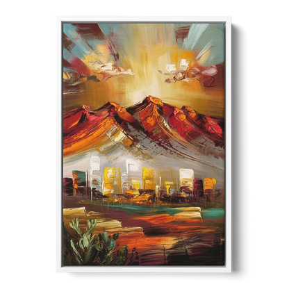 El Paso Mountain Horizon Front - White Canvas Wall Art