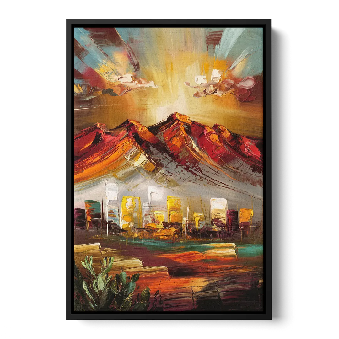 El Paso Mountain Horizon Front - Black Canvas Wall Art