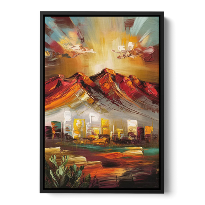 El Paso Mountain Horizon Front - Black Canvas Wall Art