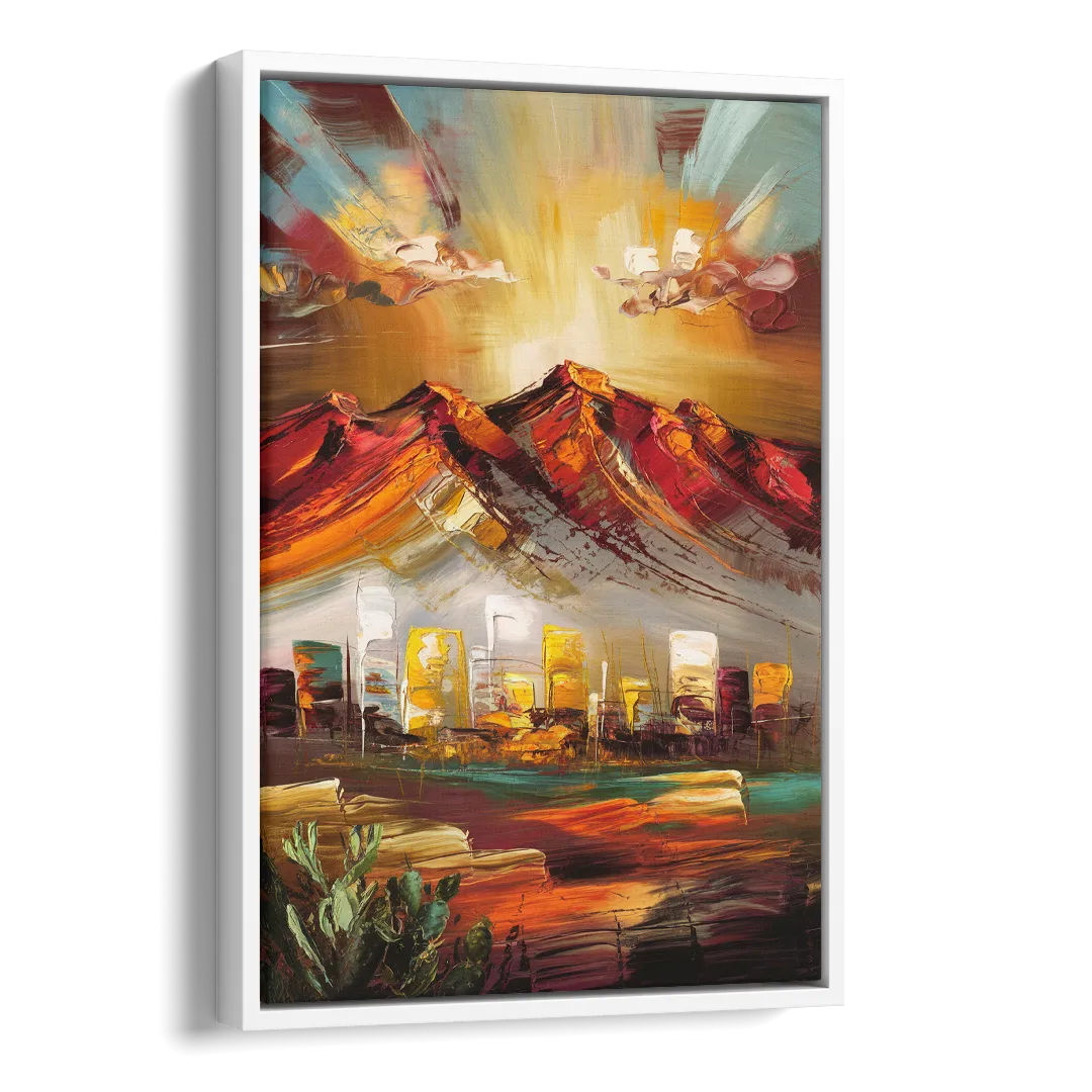 El Paso Mountain Horizon Side - White Canvas Wall Art