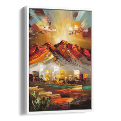 El Paso Mountain Horizon Side - White Canvas Wall Art