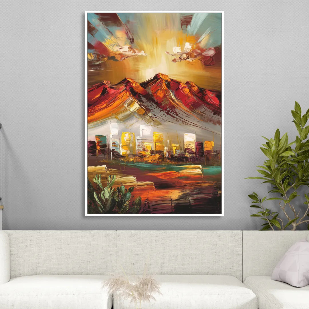 El Paso Mountain Horizon Sitting Room - White Canvas Wall Art