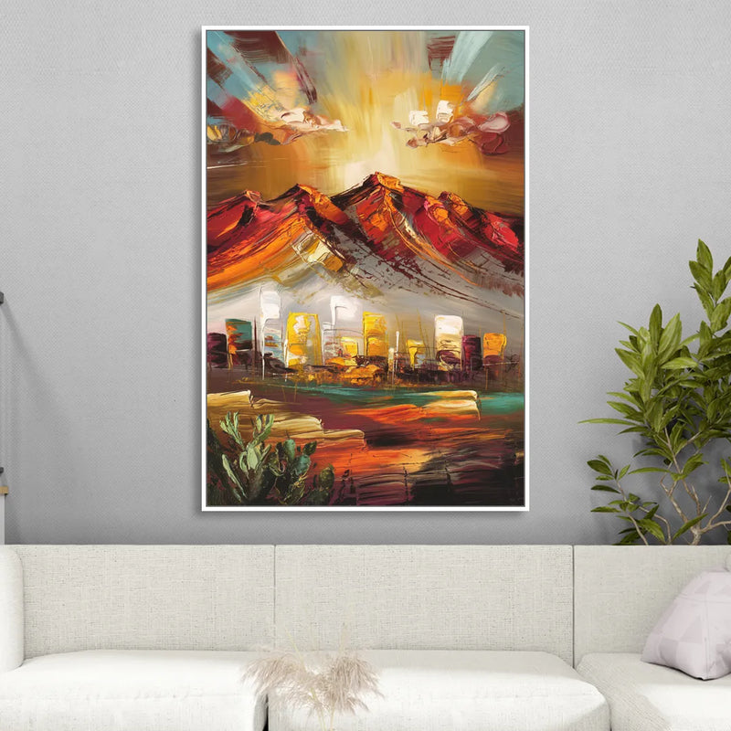 El Paso Mountain Horizon Sitting Room - White Canvas Wall Art