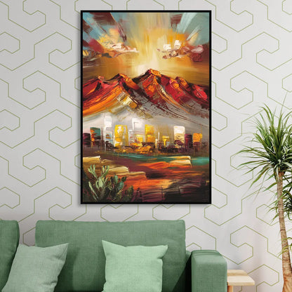 El Paso Mountain Horizon Living Room - Black Canvas Wall Art