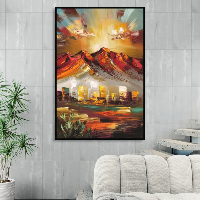 El Paso Mountain Horizon Sitting Room - Black Canvas Wall Art