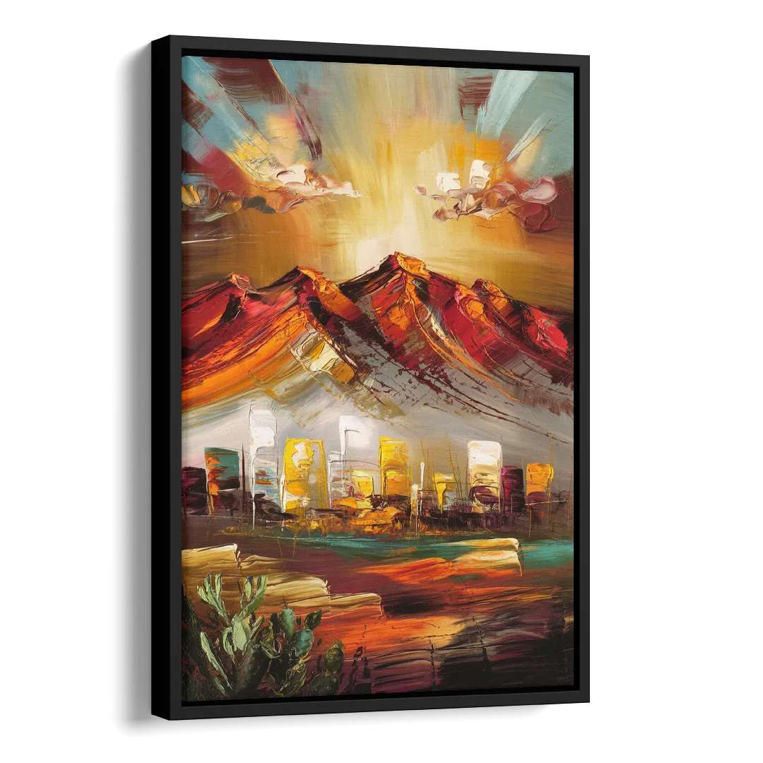 El Paso Mountain Horizon Side - Black Canvas Wall Art
