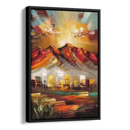 El Paso Mountain Horizon Side - Black Canvas Wall Art