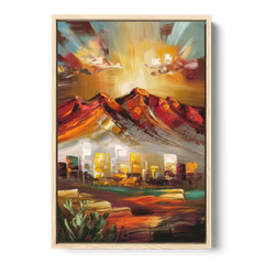 El Paso Mountain Horizon - Oak Framed Canvas Wall Art - Front