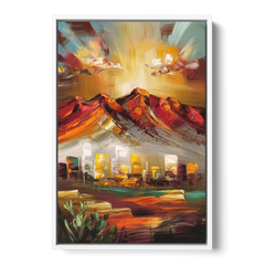 El Paso Mountain Horizon - White Framed Canvas Wall Art - Front