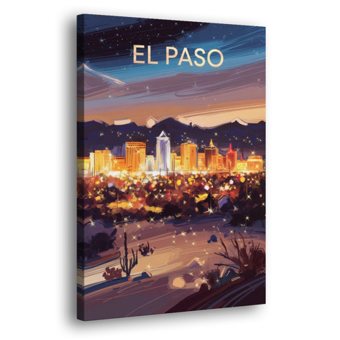 El Paso Night Lights - Canvas Wall Art - Side