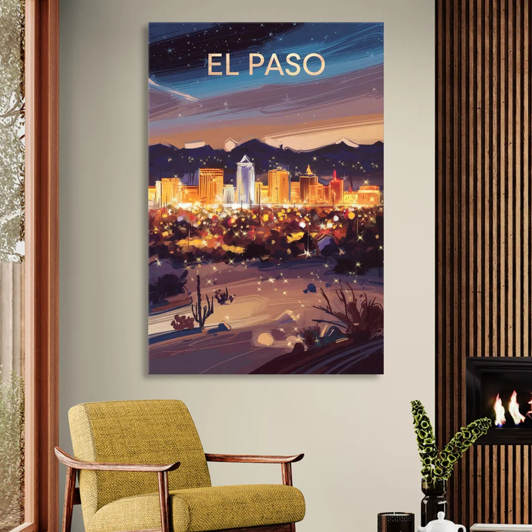 El Paso Night Lights Living Room - Canvas Wall Art