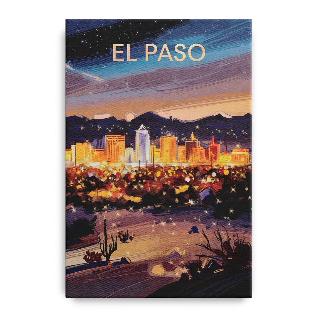 El Paso Night Lights Front - Canvas Wall Art