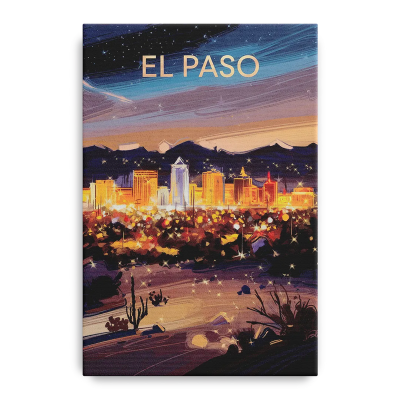El Paso Night Lights Front - Canvas Wall Art