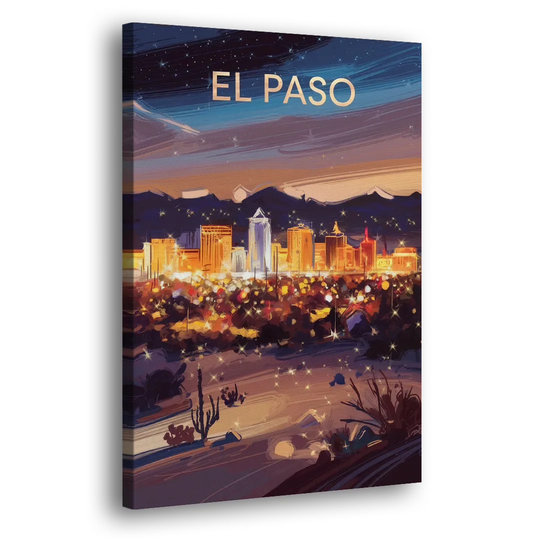 El Paso Night Lights Side - Canvas Wall Art