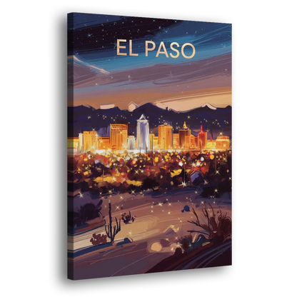 El Paso Night Lights Side - Canvas Wall Art