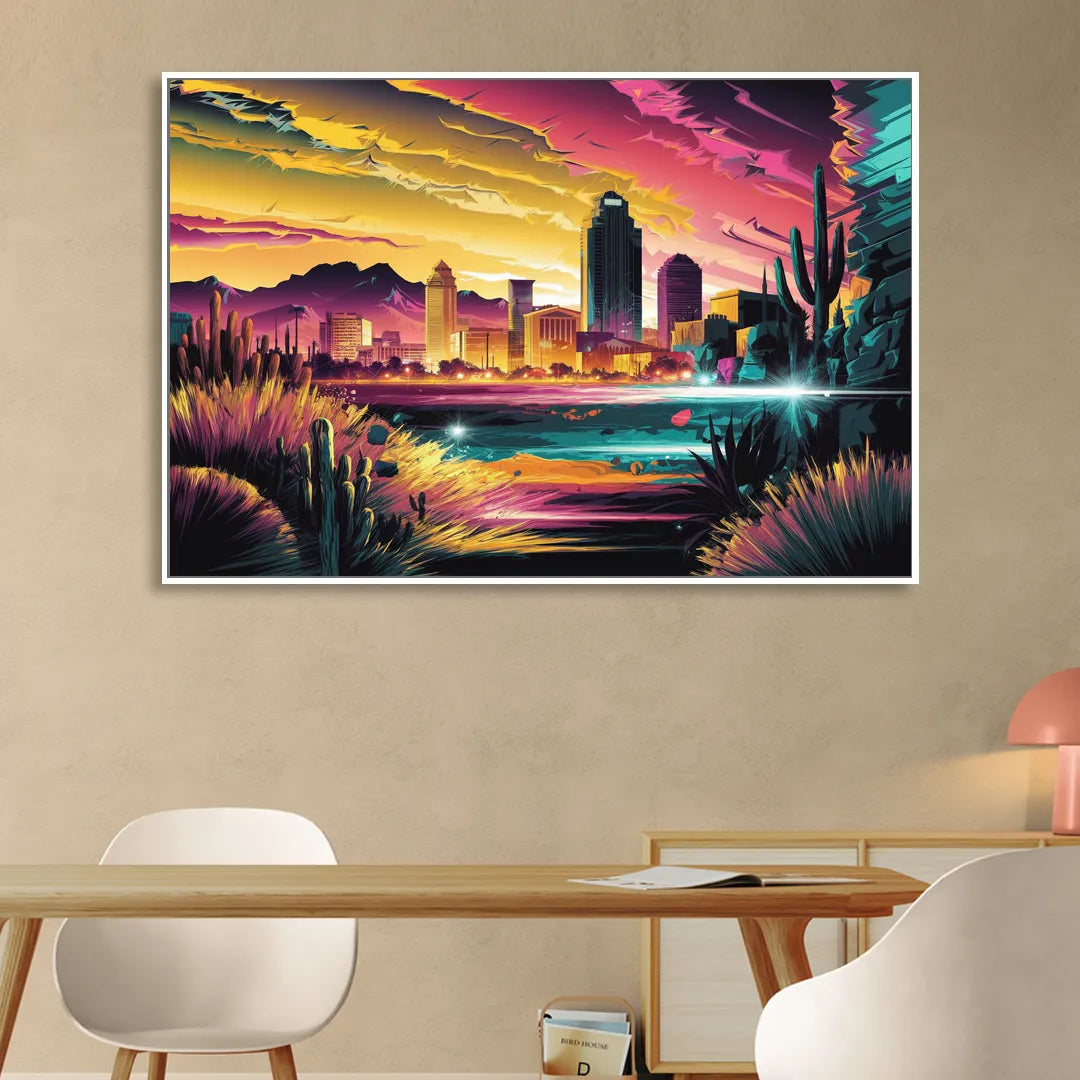 El Paso Scenic Landscape Living Room - White Canvas Wall Art
