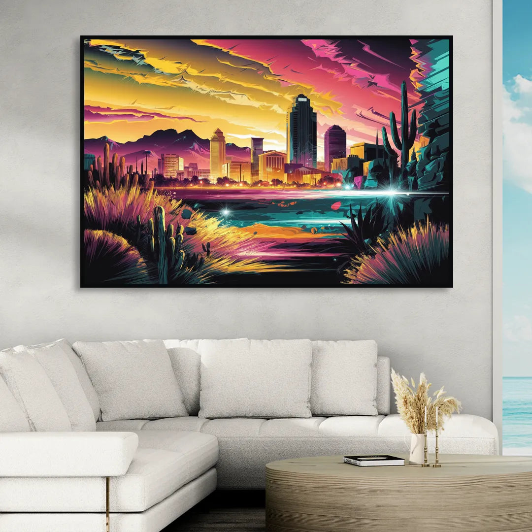 El Paso Scenic Landscape Living Room - Black Canvas Wall Art