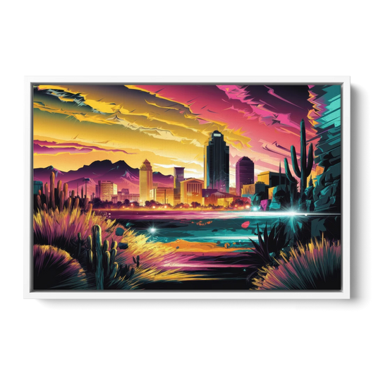 El Paso Scenic Landscape - White Framed Canvas Wall Art - Front