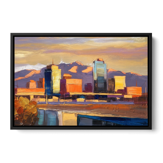 El Paso Skyline View - Black Framed Canvas Wall Art - Front
