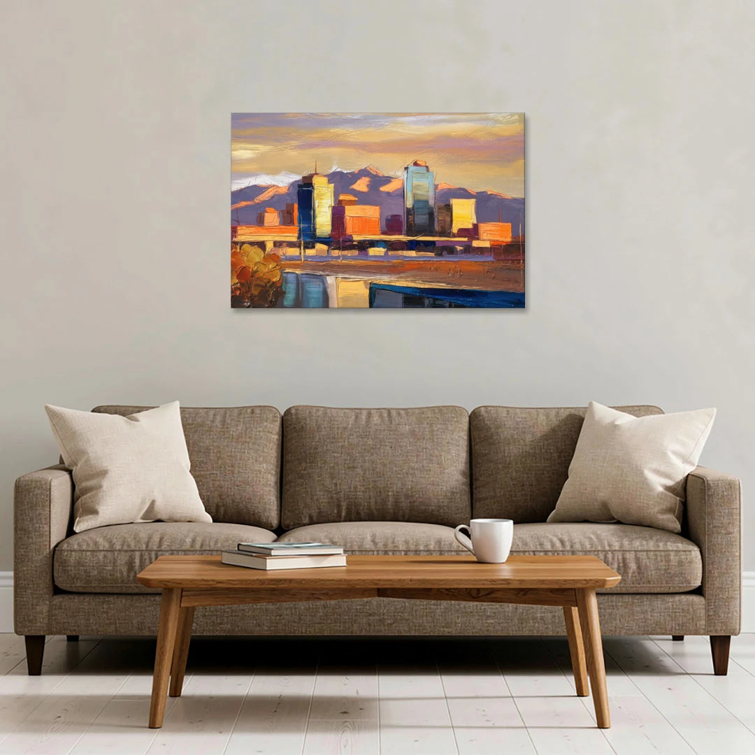 El Paso Skyline View - Canvas Wall Art - Sofa - 36x24