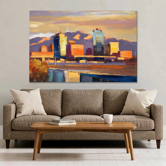 El Paso Skyline View - Canvas Wall Art - Sofa - 60x40