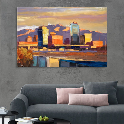 El Paso Skyline View Sitting Room - Canvas Wall Art