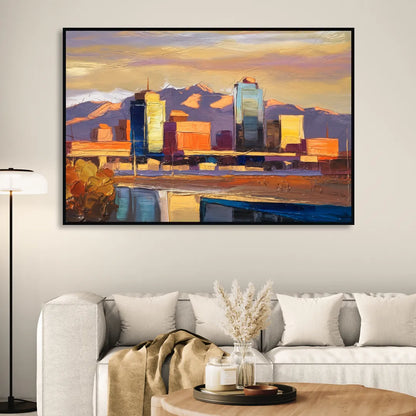 El Paso Skyline View Living Room - Black Canvas Wall Art
