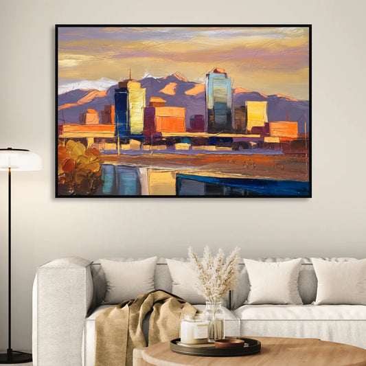 El Paso Skyline View Living Room - Black Canvas Wall Art