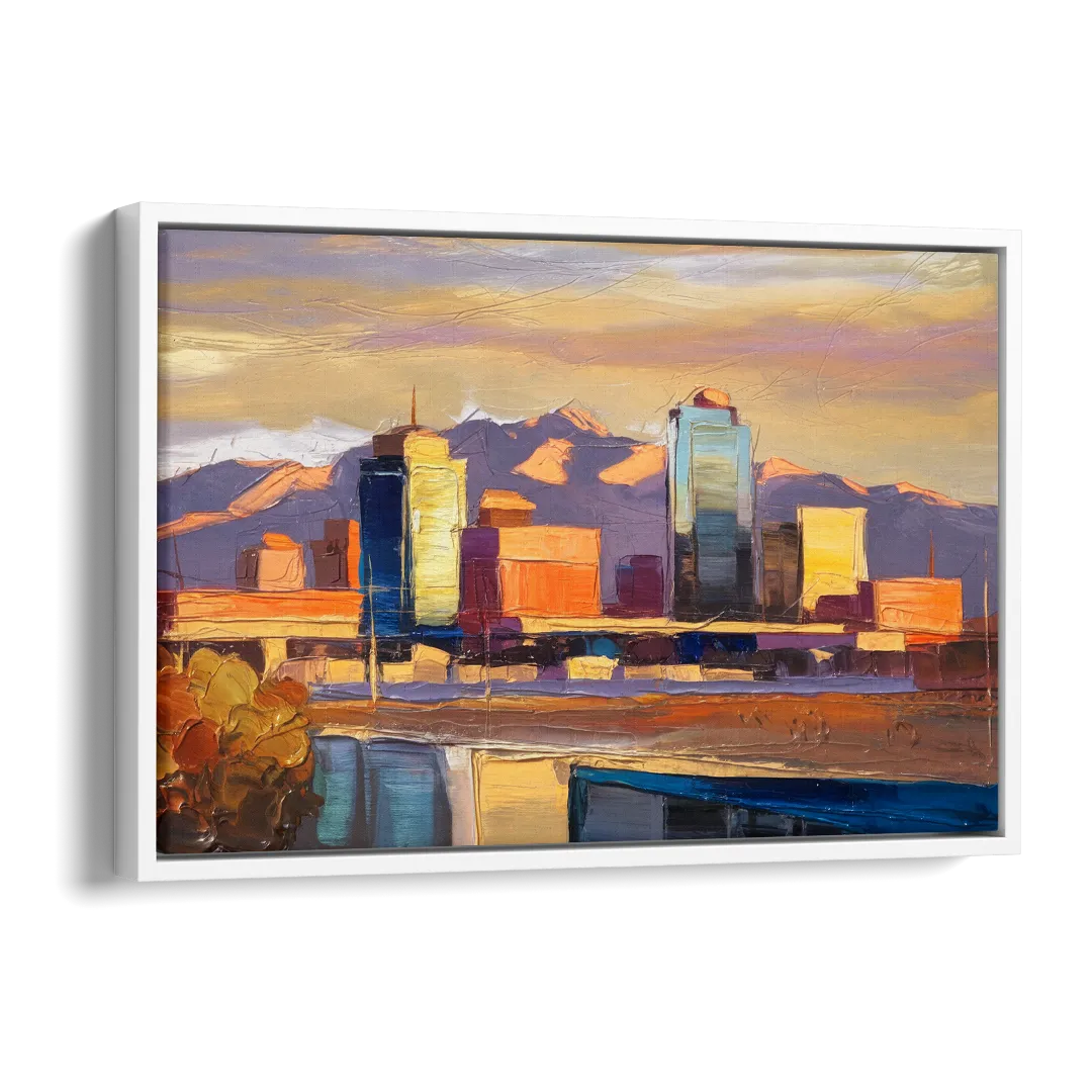 El Paso Skyline View Side - White Canvas Wall Art
