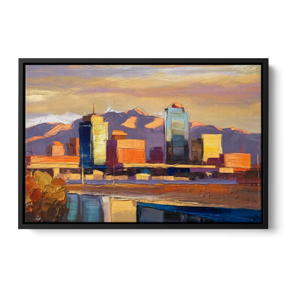 El Paso Skyline View Front - Black Canvas Wall Art