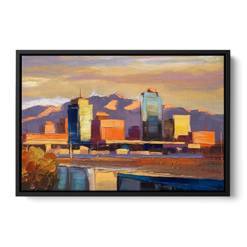 El Paso Skyline View Front - Black Canvas Wall Art