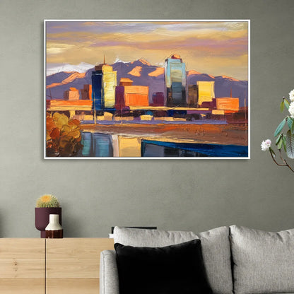 El Paso Skyline View Sitting Room - White Canvas Wall Art