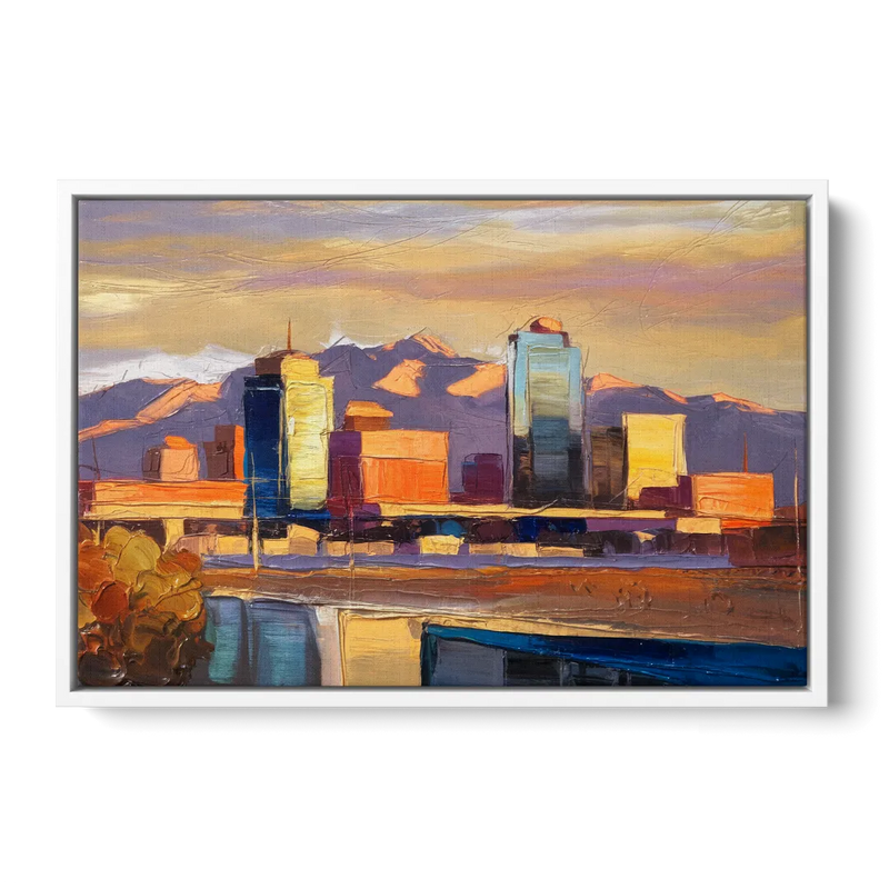 El Paso Skyline View Front - White Canvas Wall Art