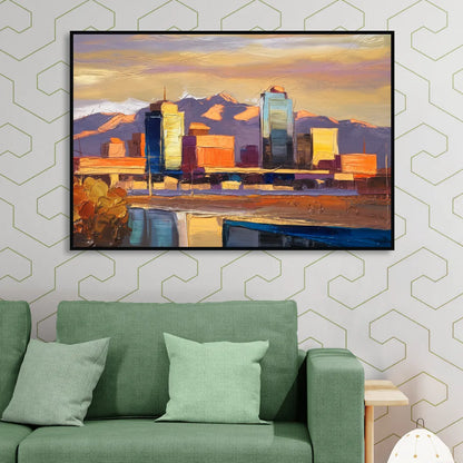 El Paso Skyline View Sitting Room - Black Canvas Wall Art