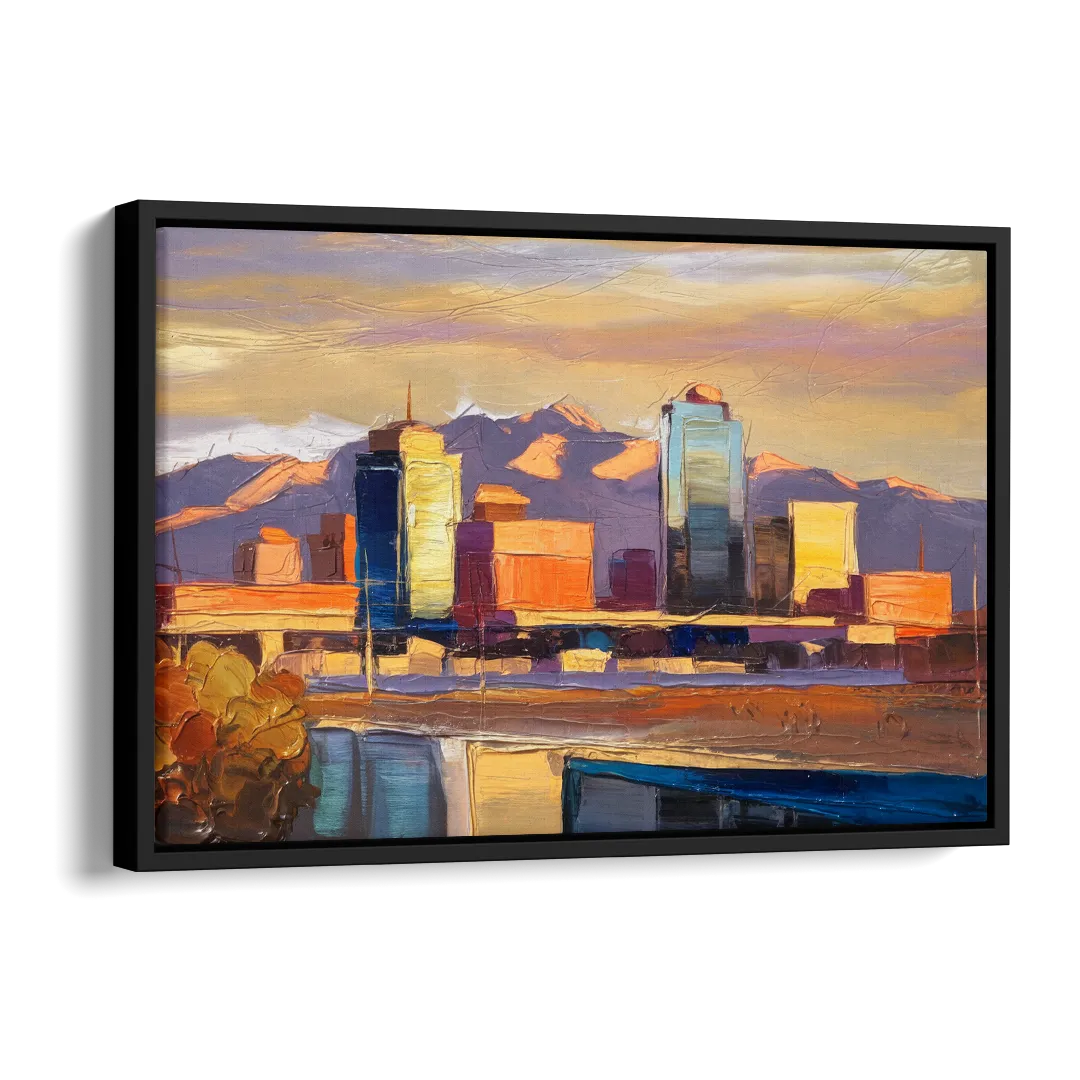 El Paso Skyline View Side - Black Canvas Wall Art