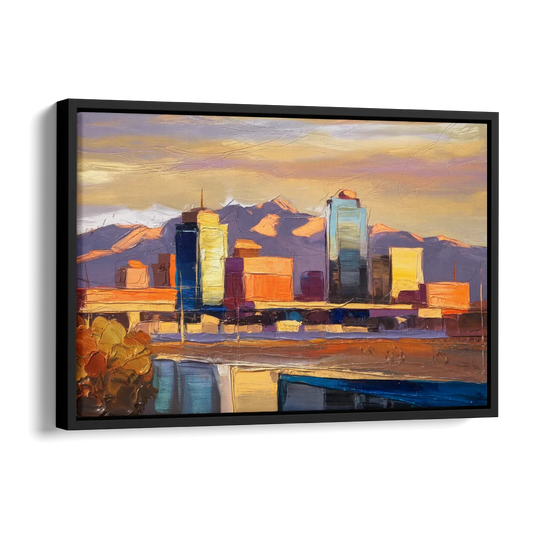 El Paso Skyline View Side - Black Canvas Wall Art