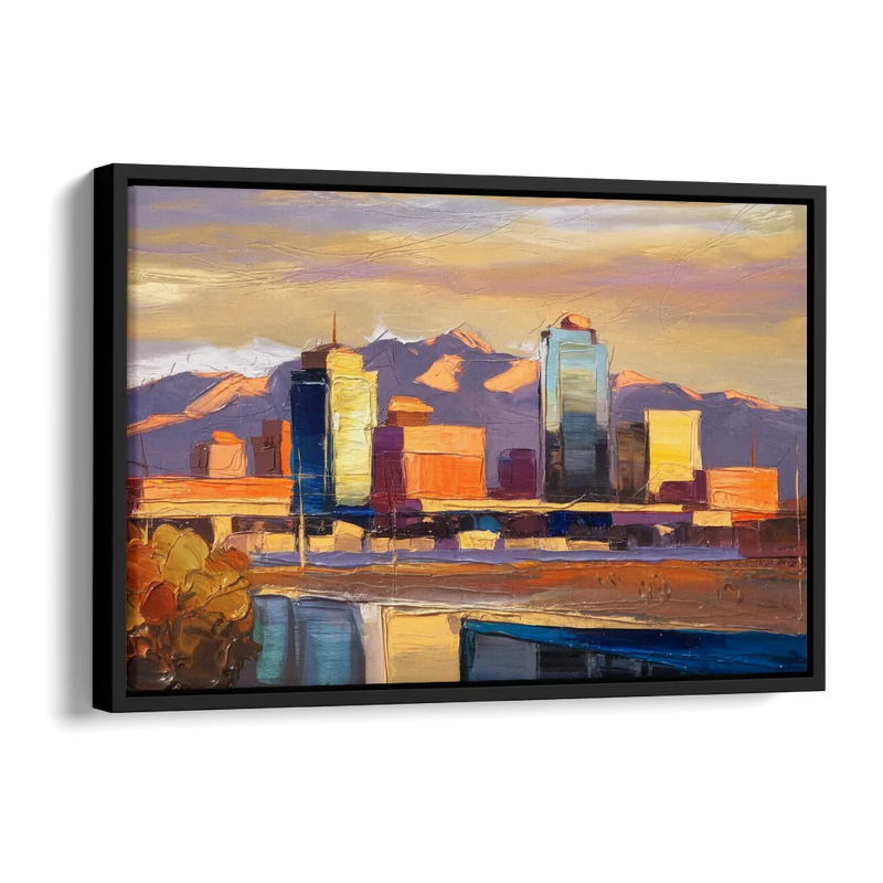 El Paso Skyline View Side - Black Canvas Wall Art