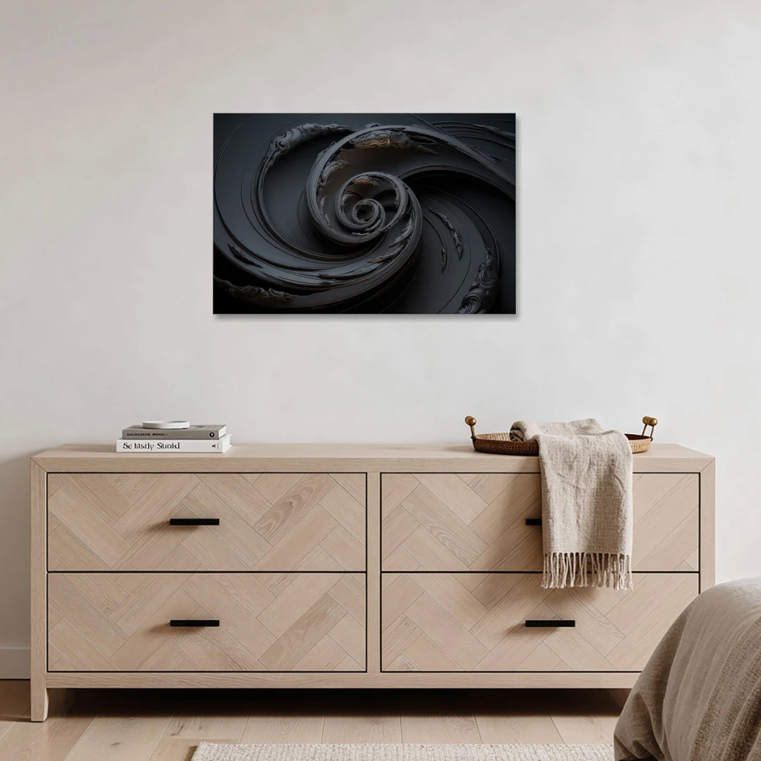 Elegance in Motion Black Abstract - Canvas Wall Art - Coffee Table - 36x24