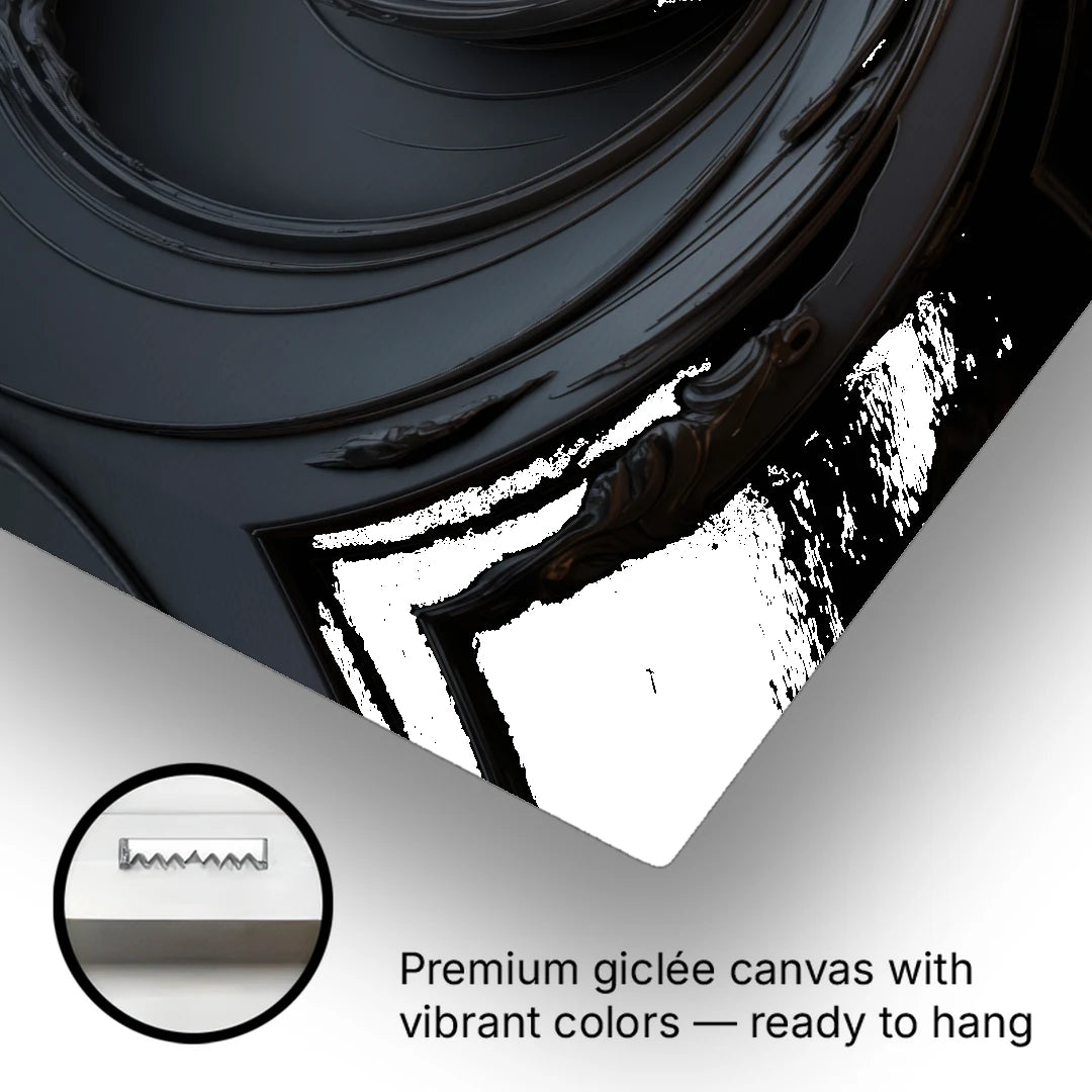 Elegance in Motion Black Abstract - Canvas Wall Art - Gallery Wrap Corner