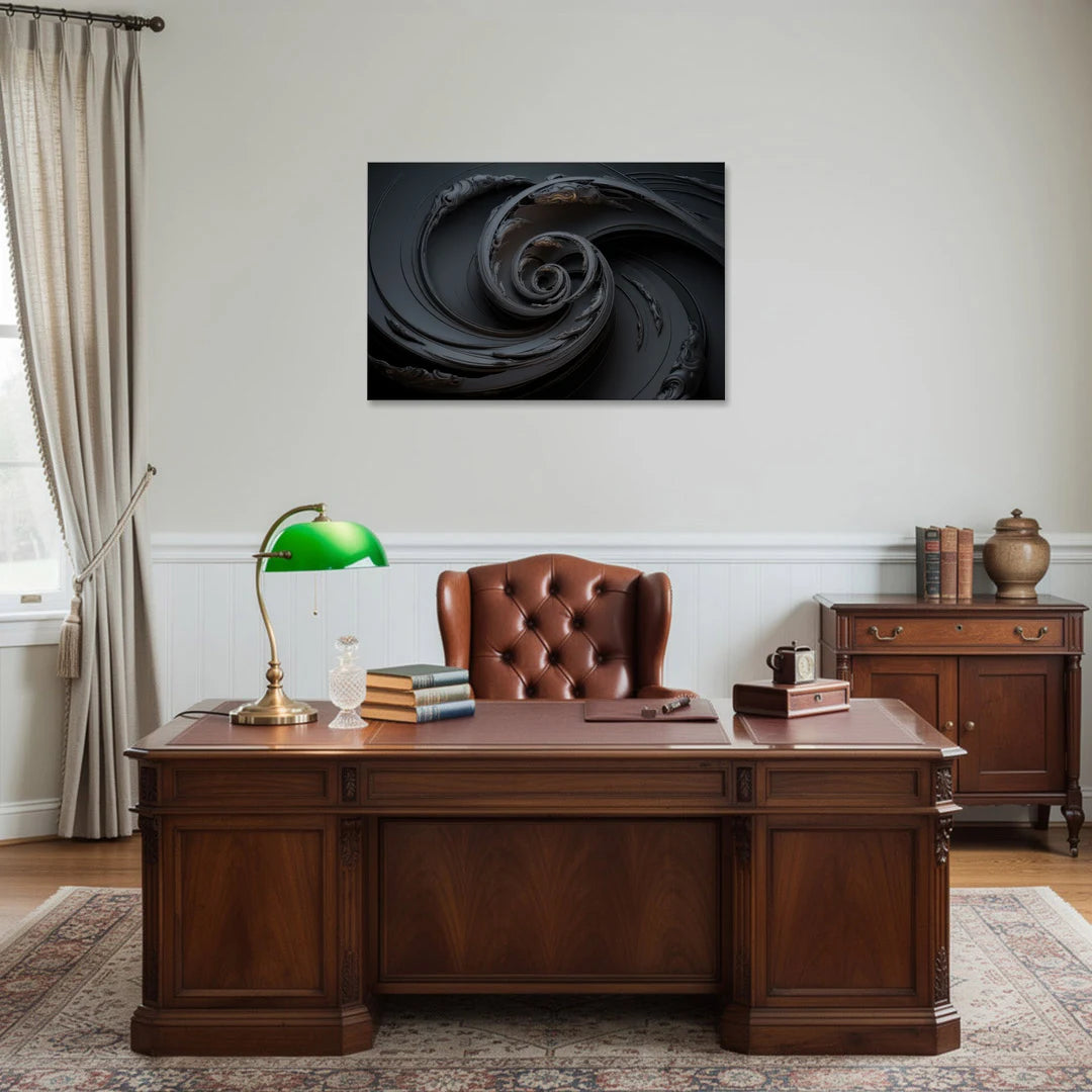 Elegance in Motion Black Abstract - Canvas Wall Art - Office - 36x24