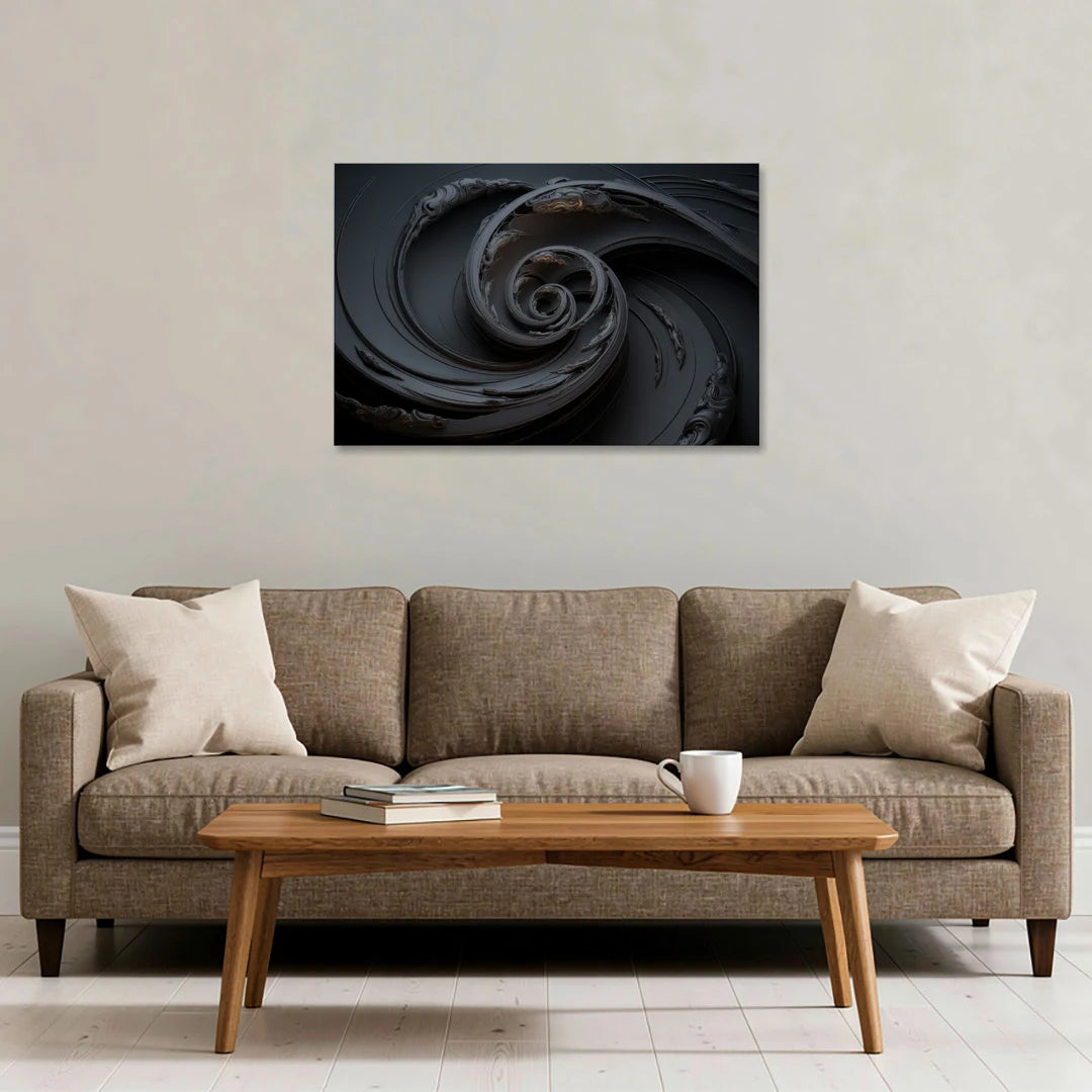 Elegance in Motion Black Abstract - Canvas Wall Art - Sofa - 36x24