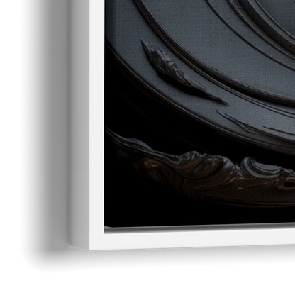 Elegance in Motion Black Abstract - Close-Up White Frame Canvas
