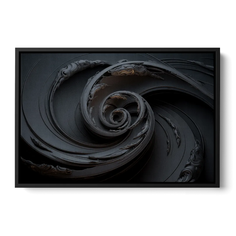 Elegance in Motion Black Abstract Front - Black Canvas Wall Art