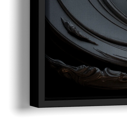 Elegance in Motion Black Abstract - Close-Up Black Frame Canvas