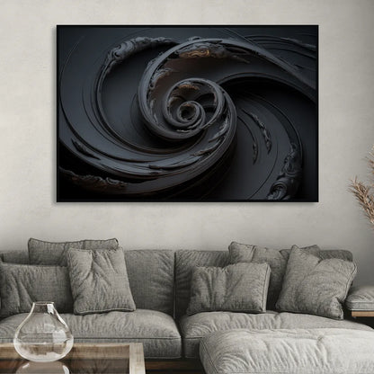 Elegance in Motion Black Abstract Living Room - Black Canvas Wall Art